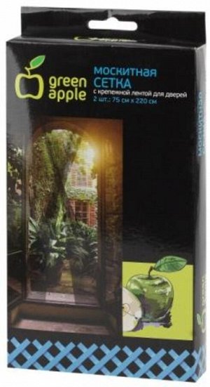 Москитная сетка на дверь 2штx75смx220см, 2 шторы + крепежная лента GBN003  GREEN APPLE