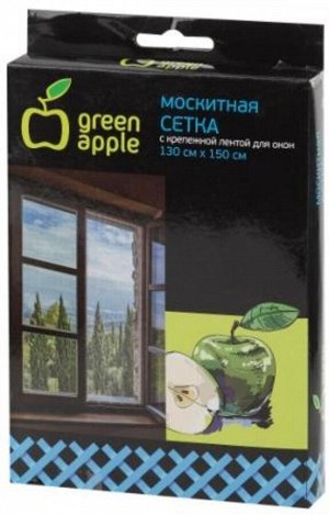 Москитная сетка для окон 130*150 см (сетка + крепежная лента)  GREEN APPLE