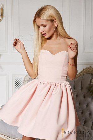 Нежное платье-бандо с корсетом Нежно-розовый