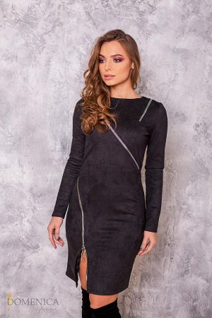 Стильное облегающее платье с молниями Чёрный