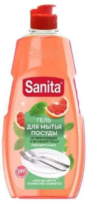Средство для посуды SANITA 450мл Грейпфрут и мята универсальное