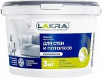 Краска ВД акриловая для стен и потолков ЛАКРА белоснежная 3кг