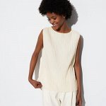 UNIQLO - изящный плиссированный топ - 01 OFF WHITE