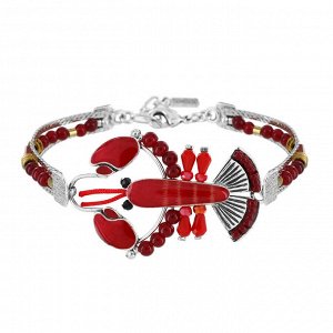 Браслет TARATATA, Mr Lobster, с цветной смолой, бусинами и шнуром, TT-T24-04310-103 (красный)