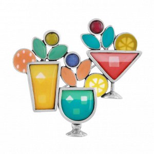 Брошь TARATATA, Cocktail, с цветной смолой и  бусинами, TT-E24-05204-10M (серебристый)