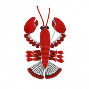 Брошь TARATATA, Mr Lobster, с цветной смолой, бусинами и шнуром, TT-T24-04204-103 (красный)
