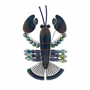 Брошь TARATATA, Mr Lobster, с цветной смолой, бусинами и шнуром, TT-T24-04204-104 (синий)