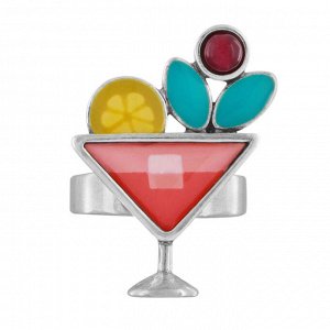 Кольцо TARATATA, Cocktail, разъемное, с цветной смолой и бусинами, TT-E24-05412-10M (серебристый)