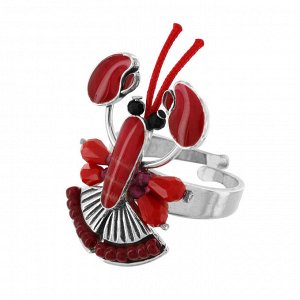 Кольцо TARATATA, Mr Lobster, разъемное, со смолой, бусинами и шнуром, TT-T24-04411-103 (красный)