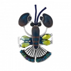 Кольцо TARATATA, Mr Lobster, разъемное, со смолой, бусинами и шнуром, TT-T24-04411-104 (синий)