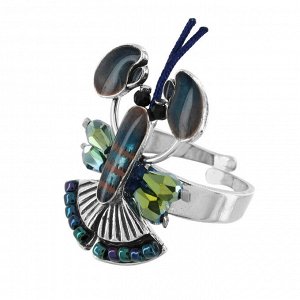 Кольцо TARATATA, Mr Lobster, разъемное, со смолой, бусинами и шнуром, TT-T24-04411-104 (синий)