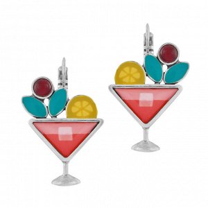 Серьги TARATATA, Cocktail, с цветной смолой и нефритовыми бусинами, TT-E24-05744-10M (серебристый)