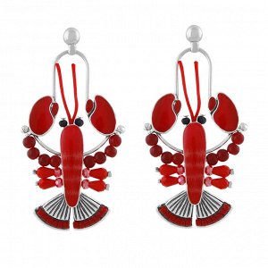 Серьги TARATATA, Mr Lobster, с цветной смолой, бусинами и шнуром, TT-T24-04924-103 (красный)