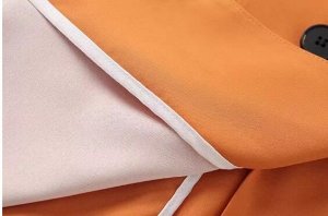 Летний тонкий жакет с лацканами на пуговице с подплечниками, оранжевый
