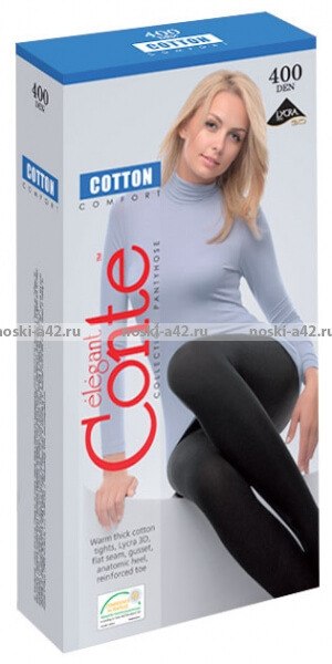 Колготки Conte Cotton 400 хлопок черные