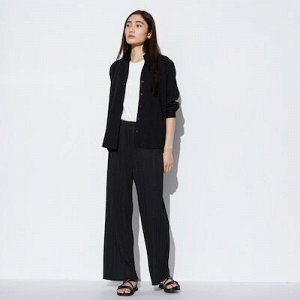 UNIQLO - прямые брюки плиссе (64,5-66,5 см) - 09 BLACK