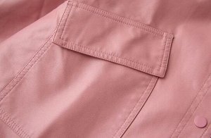 Куртка-рубашка из эко. кожи на кнопках, подол на кулиске, розовый