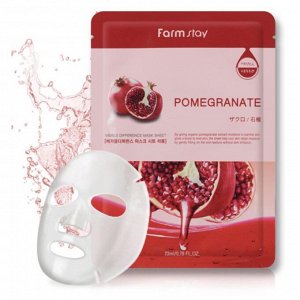 Farm Stay Visible Difference Pomegranate Mask Pack Омолаживающая тканевая маска для ухода за кожей лица с экстрактом граната