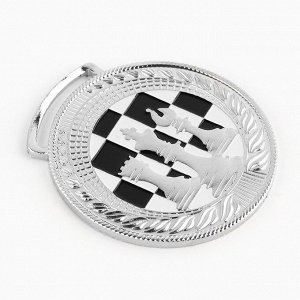 Медаль тематическая 191 "Шахматы" диам 4.5 см. Цвет сер. Без ленты