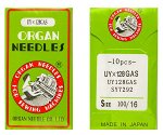 Иглы ORGAN арт.UYx128GAS № 100/16 набор.10 игл.ПШМ/плоскошовные KINGTEX,сшивает встык зиг-заг, многоиг