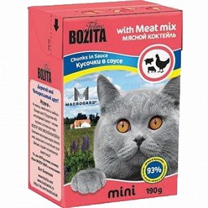 Bozita тетрапак 190гр д/кош Mini Мясной коктейль/Соус (1/16)