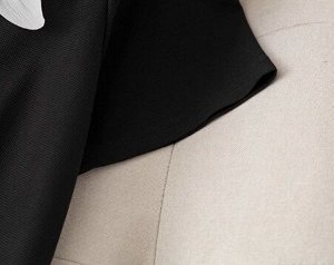Платье-футболка с воланом по подолу и декором, черный