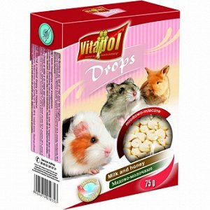 Vitapol Медово-молочные дропсы для грызунов 75 гр