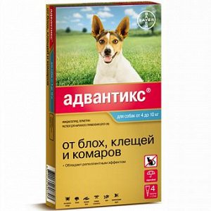 Advantix Капли от блох и клещей для собак весом от 4 до 10 кг