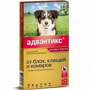 Advantix Капли от блох и клещей для собак весом от 10 до 25 кг