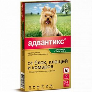 Advantix Капли от блох и клещей для собак весом до 4 кг