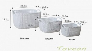 Корзина пластиковая ВЯЗАНИЕ без крышки, большая 2616 молочный