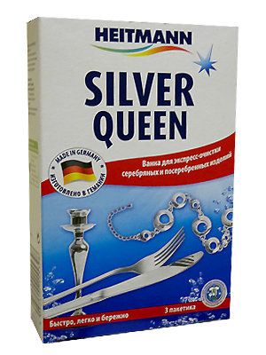 Silver Queen Экспресс очиститель для серебра и посеребренных предметов, 3 пакета по 50 гр.