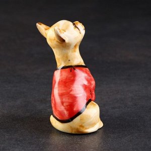 Статуэтка фарфоровая "Чихуа-хуа красная маечка", 8 см, авторская роспись