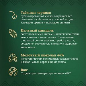 Шоколад Таёжный Миндаль-Морская Соль-Черника, Молочный