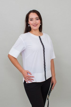 Блуза Жасмин кружево белый черный