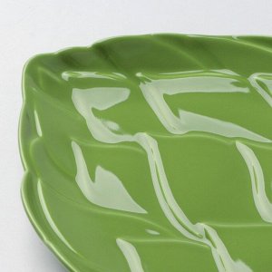 Тарелка керамическая «Артишоки», зелёная, 20 х 17 см, цвет зелёный