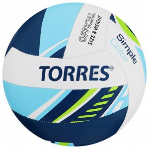 Мяч волейбольный TORRES Simple Color V323115, TPU, машинная сшивка, 18 панелей, р. 5