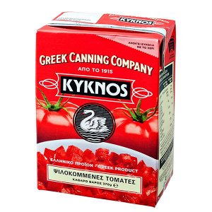 Томаты KYKNOS резаные очищенные в собственном соку 370 г (Красный тетрапак)