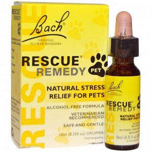 Bach, Rescue Remedy Pet, формула не содержащая алкоголь, пипетка объемом 0.35 жидких унций (10 мл)