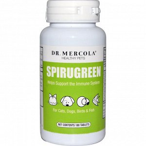 Dr. Mercola, SpiruGreen, Супер продукт с астаксантином для собак, кошек, птиц и рыб, 500 мг, 180 таблеток