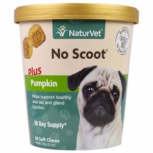 NaturVet, No Scoot for Dogs, Plus Pumpkin, 60 Soft Chews, 6.3 oz (180 g)