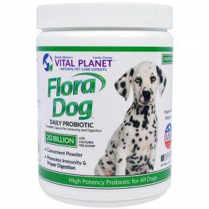 Vital Planet, Flora Dog 20 Billion Ежедневный Пробиотик, 3,92 унций (111 г)