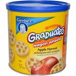 Gerber, Graduates Finger Foods, яблочные воздушные зёрна Wagon Wheels, 42 г