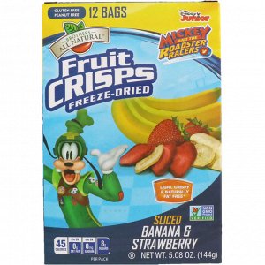 Brothers-All-Natural, Disney Junior, Freeze Dried - Fruit Crisps, Sliced Banana & Strawberry, 12 Pack, 5.08 oz (144 g)