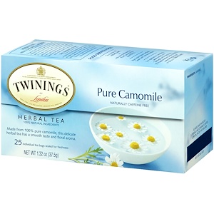 Twinings, Ромашковый травяной чай, Без кофеина, 25 чайных пакетиков, 1,32 унции (37,5 г)
