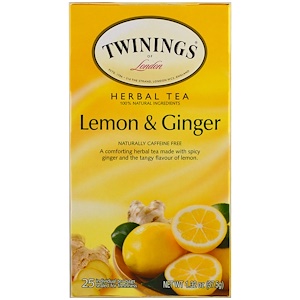 Twinings, Травяной чай, без кофеина, лимон и имбирь, 20 пакетиков, 1,32 унции (37,5 г)
