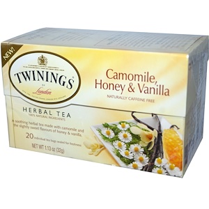 Twinings, Растительный чай с ромашкой, медом и ванилью, Не содержит кофеина, 20 пакетиков в индивидуальной упаковке, (32 г)