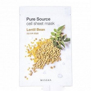 Pure Source Cell Sheet Lentil Bean Mask - Увлажняющая тканевая маска с натуральным экстрактом чечевицы  21г