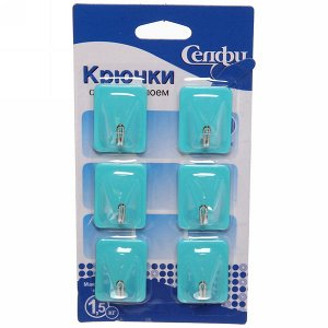 Набор крючков с липким слоем Селфи (6шт., нагрузка 1.5кг) Квадрат