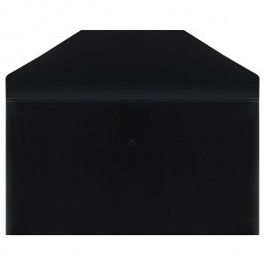 Папка-конверт на кнопке СТАММ С6+, 150мкм, пластик, непрозрачная, черная